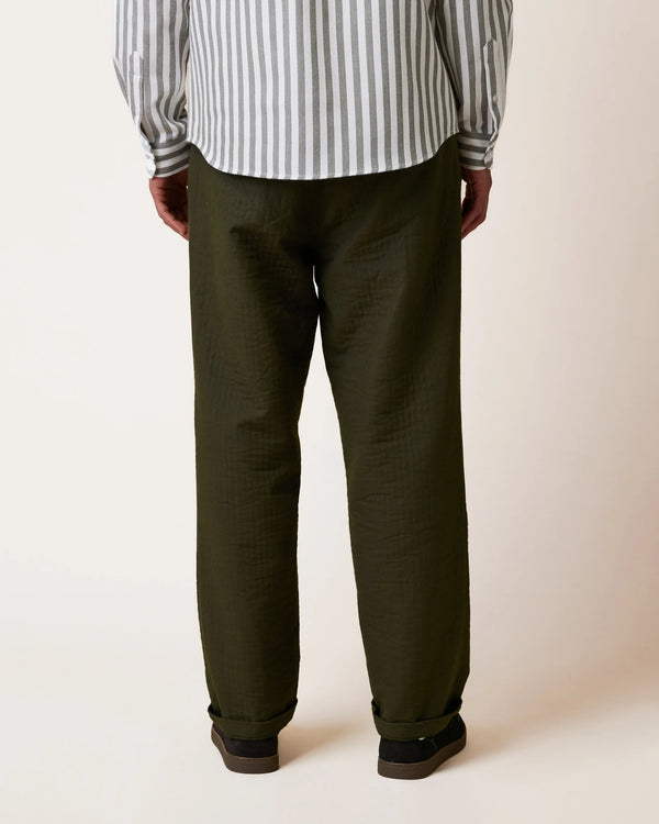 Faguo Landais Wide Leg Hose Khaki Herren Bio-Baumwolle grün