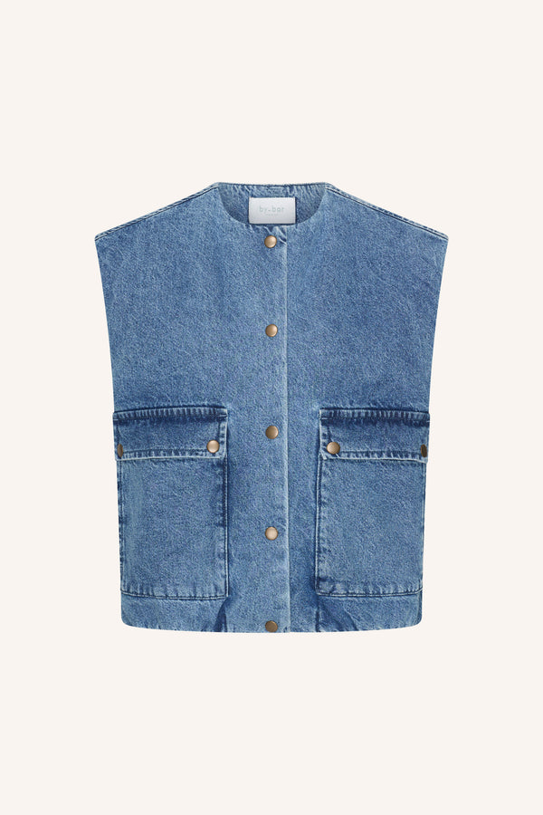 By-Bar Maggie Denim Sleeveless Jacket Weste Damen blau