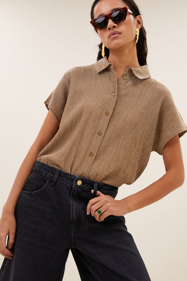 By-Bar Gold Barley Lurex Bluse Damen gold