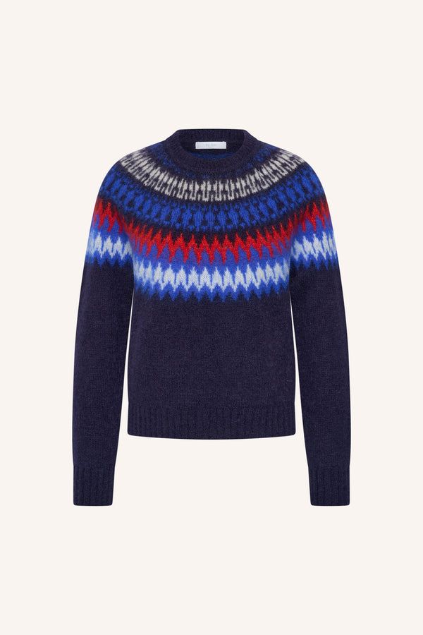By-Bar Jacky Pullover Navy Damen Mohair Fair Isle dunkelblau