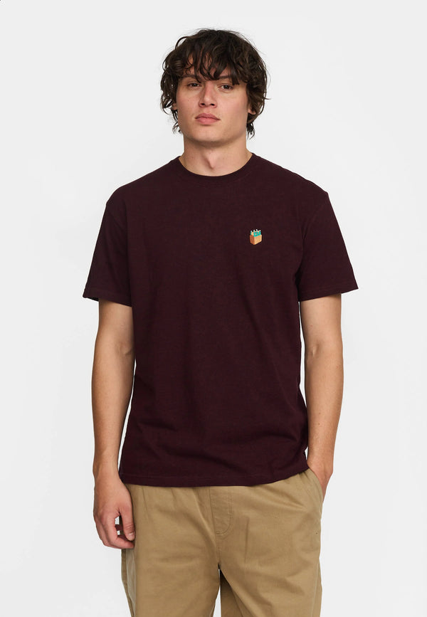 Revolution Burgundy Melange Sechserträger Application T-Shirt Herren dunkelrot