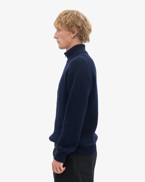 Colorful Standard Merino Quarter Zip Navy Blue Unisex Troyer blau
