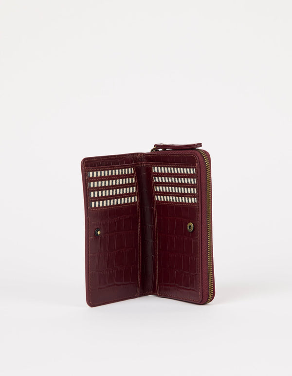 O My Bag Jett Wallet Dark Cherry Croco Leder Geldbörse dunkelrot