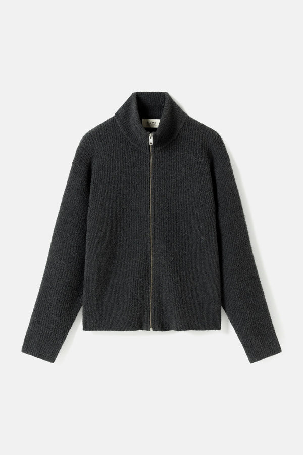 Elvine Joakim Strickjacke Dark Grey Melange Herren grau