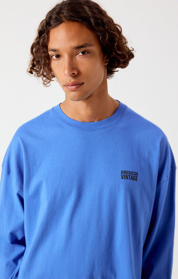 American Vintage Gixy Longsleeve Oversized Olymp Langarm-Shirt Herren Blau