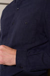 About Companions Nathan Herrenhemd Striped Navy mit Stehkragen