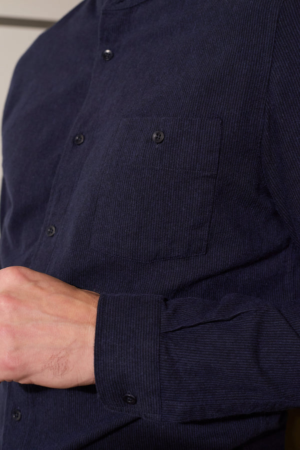 About Companions Nathan Herrenhemd Striped Navy mit Stehkragen
