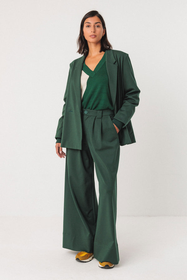 SKFK Nia Trouser Damen Palazzo Hose dunkelgrün