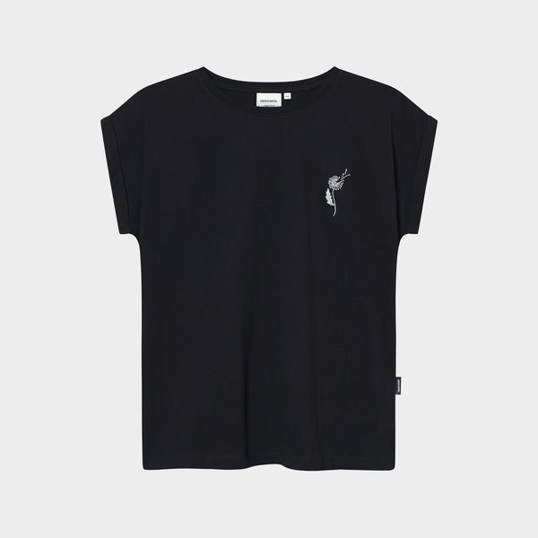 Dedicated Visby Dandelion T-Shirt Damen Bio Baumwolle Shirt schwarz