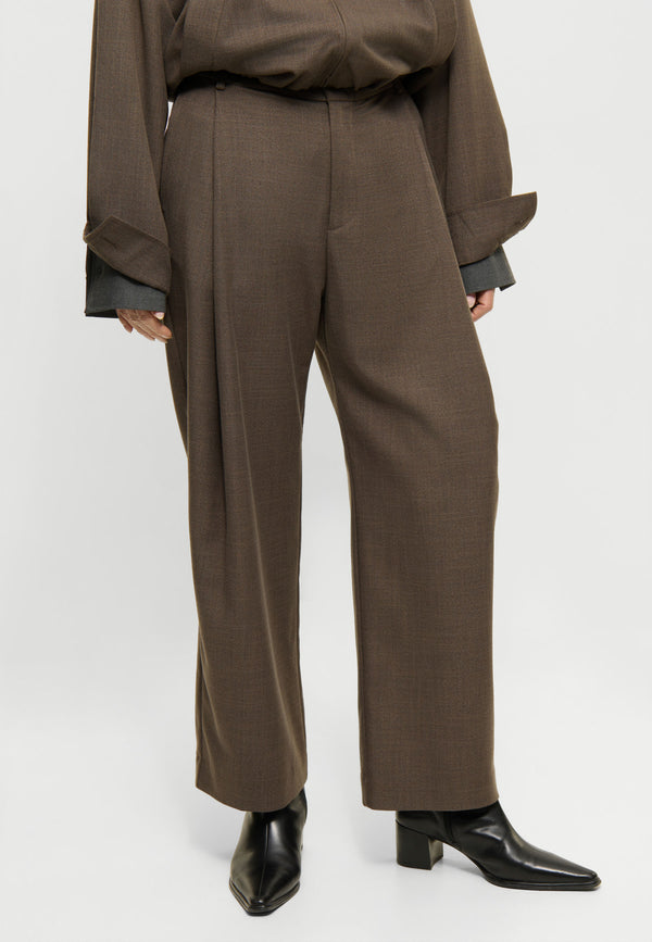Elvine Admira Pants Brown Melange Damen Bundfaltenhose braun
