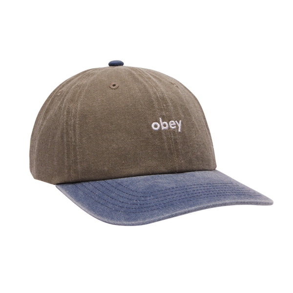 Obey Pigment Olive 2 tone Lowercase 6 pan Cap Unisex Olivegrün