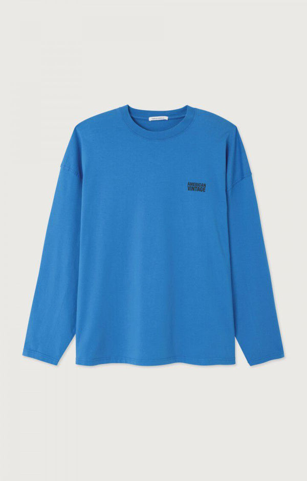 American Vintage Gixy Longsleeve Oversized Olymp Langarm-Shirt Herren Blau