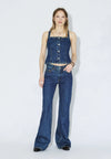 Dr. Denim Niamh Top Stream Dark Retro Vintage Denim Damen blau