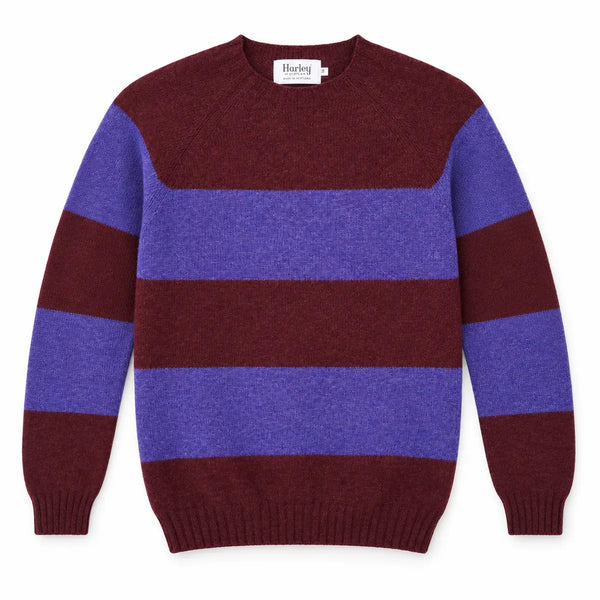 Harley of Scotland Herrenpullover Dunkelrot-Violett gestreift Vorderansicht