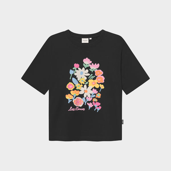 Dedicated Vadstena Les Fleurs Black Print T-Shirt Damen schwarz