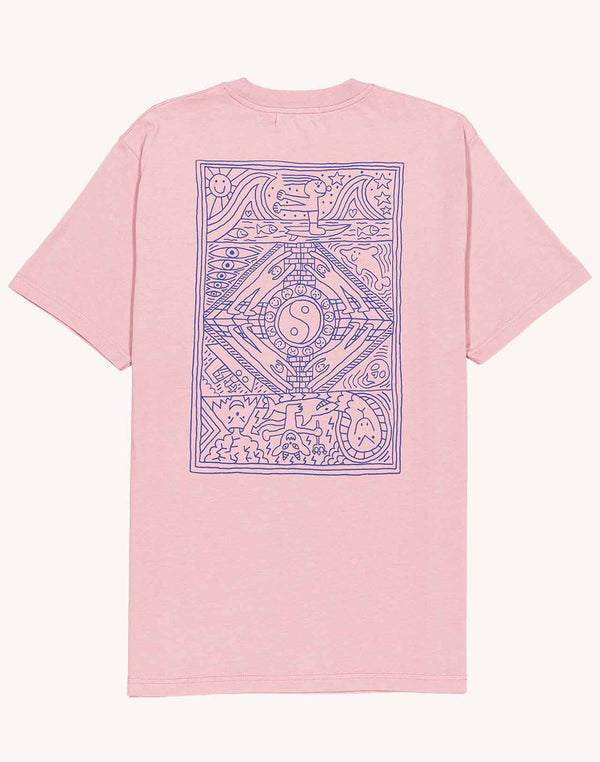 OLOW Taijitu T-Shirt in Rosa-Lila – freigestellte Rückansicht