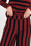 Suite13Lab Palau Pants Stripes Brick Damen Baumwolle Hose schwarz rot