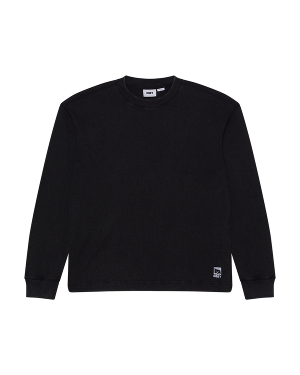 Obey Post Thermal LS Vintage Dusty Black Limo Herren Pullover schwarz