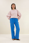 By-Bar Robyn Linen Pants Damen Wide Leg Hose queens blue