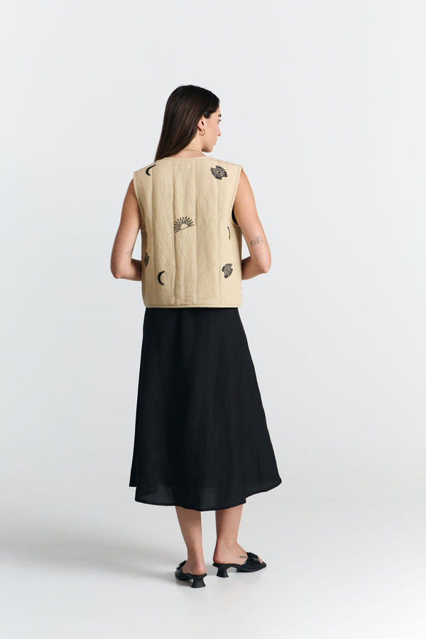 Suite 13 Aneto Vest Embroidery Damen Weste mit Stickerei beige