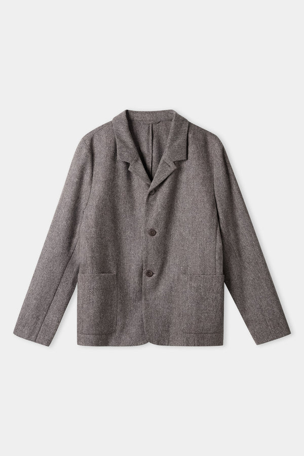 About Companions Elmar Herrenblazer aus Lammwolle – Fischgrät Taupe, Ansicht 1