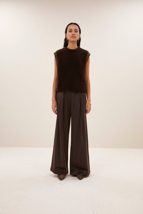 By-Bar Lodi Metallic Pants Damen Bundfalten Palazzo Hose bronze