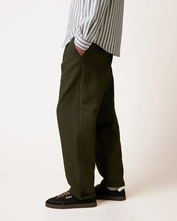 Faguo Landais Wide Leg Hose Khaki Herren Bio-Baumwolle grün