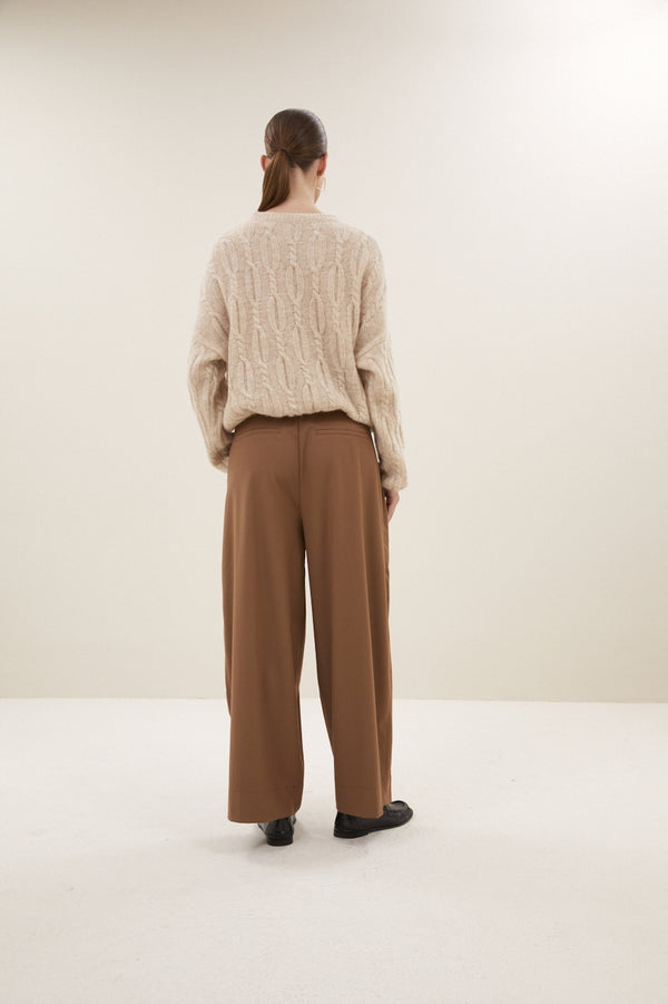 By-Bar Jule Camel Pants Damen Stoffhose Bundfalten beige braun