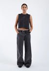 Dr. Denim Erin Top Retro Black Crop Top Denim Damen schwarz