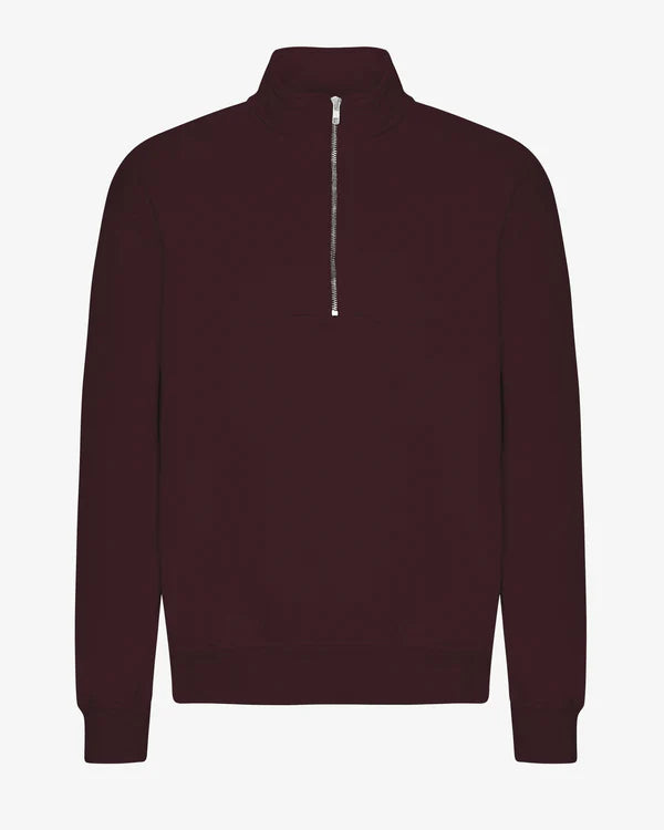 Colorful Standard Quarter Zip Unisex Oxblood Red Dunkelrot