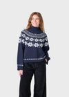 Klitmøller Claire Knit Navy Cream Damen Stickpullover Merino blau creme