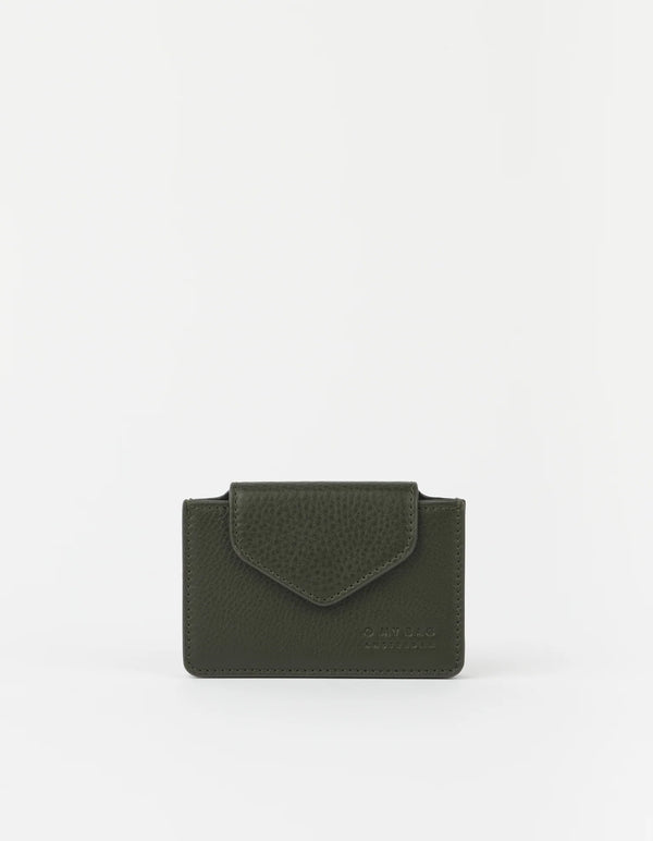 O MY BAG Harmonica Wallet Moss Soft Grain Leather Portemonnaie Geldbörse grün