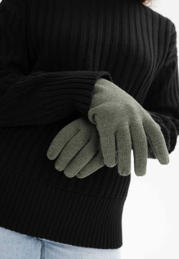 MELA Unisex Strick Handschuhe RISHI Grün Melange