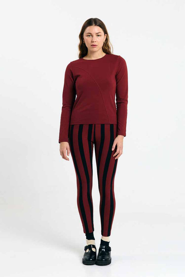 Suite13Lab Ulmo Leggings Stripe Brick Damen Hose schwarz rot