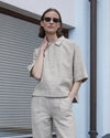 Esmé Studios ESKaya Boxy Brownie Mélange Bluse Damen beige