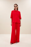 By-Bar Sunny Satin Stripe Blouse Bluse Damen rot
