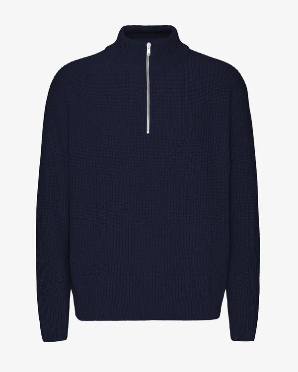 Colorful Standard Merino Quarter Zip Navy Blue Unisex Troyer blau