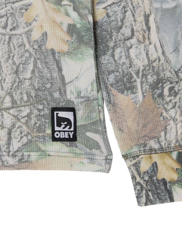 Obey Post Thermal LS Vintage Dusty Vintage Wood Camo Herren Pullover beige