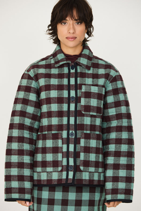 SKFK Loredi Jacket Damen Bio Baumwolle Karo Jacke grün braun