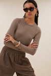 By-Bar Moky LS Top Biscuit Brown Damen Langarmshirt Modal braun
