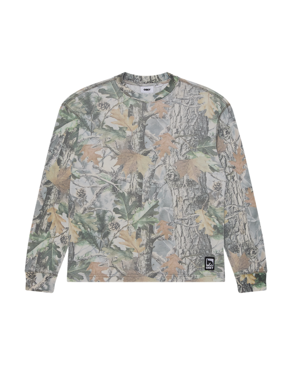 Obey Post Thermal LS Vintage Dusty Vintage Wood Camo Herren Pullover beige