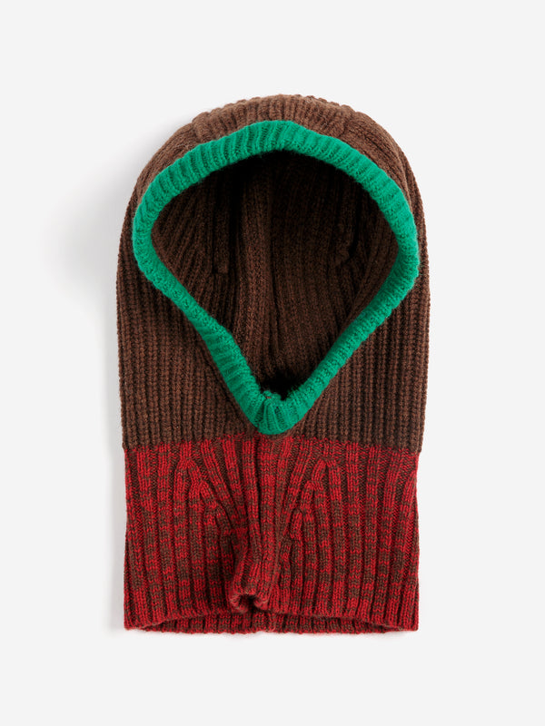 Bobo Choses Colorblock Wool Balaklava Unisex Schal Mütze braun