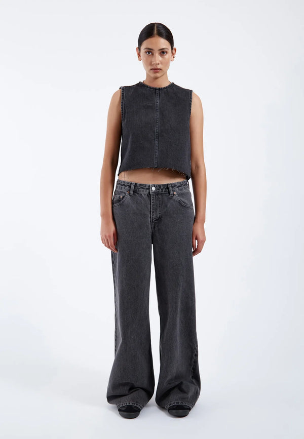 Dr. Denim Erin Top Retro Black Crop Top Denim Damen schwarz