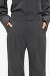Elvine Dilay Mid Grey Melange Damen Bundfaltenhose Wide Leg grau