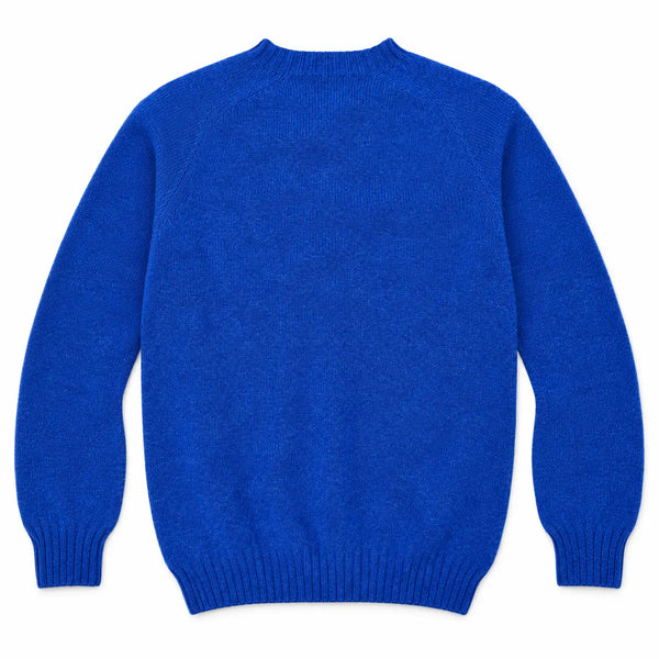 Harley of Scotland Brushed Wool Pullover Herren Saphirblau