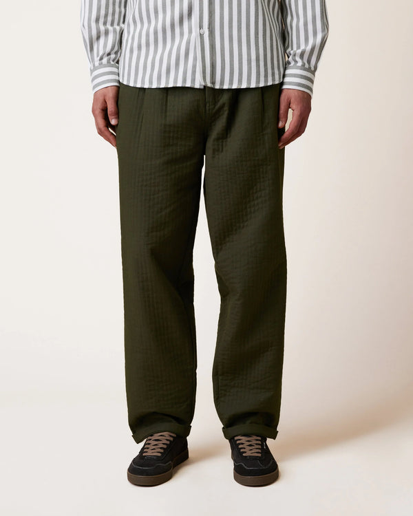 Faguo Landais Wide Leg Hose Khaki Herren Bio-Baumwolle grün