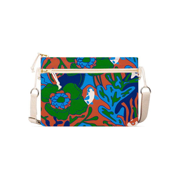 YKRA Sidepouch Umhängetasche Print Trippy Fish blau