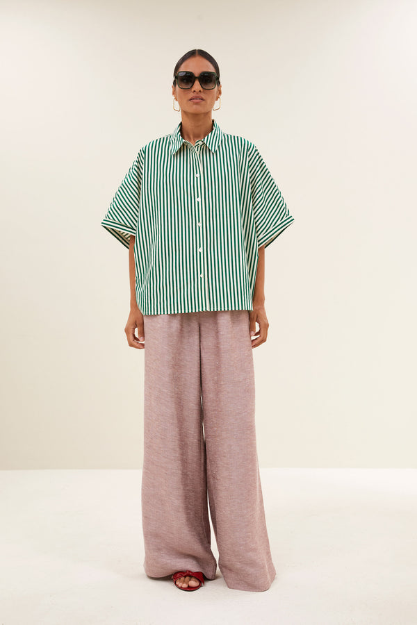 By-Bar Sunny Stripe Blouse Evergreen Damen Bluse grün weiß