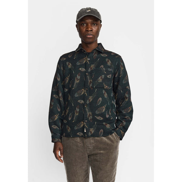 Revolution Jacquard Feather Pattern Hemd Herren dunkelgrün
