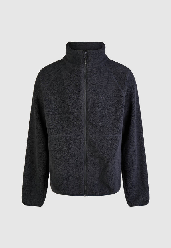 Cleptomanicx Flaneur Teddyfleecejacke Blue Graphite – Ansicht 1